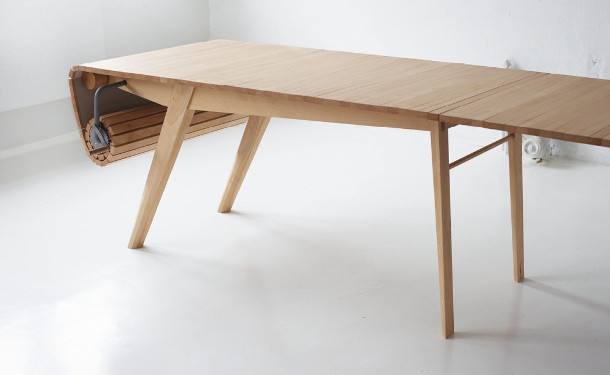 Deze tafel kun je uitrollen
